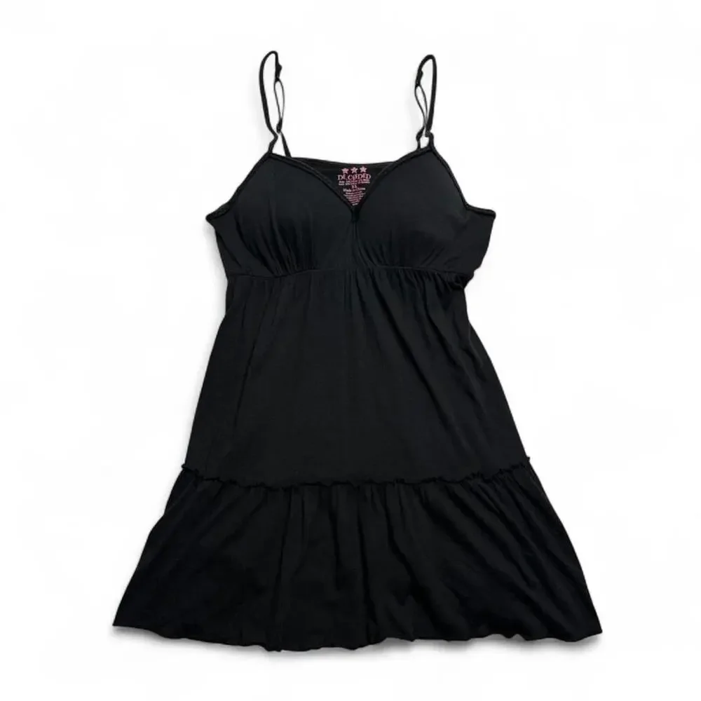 Black babydoll mini dress with adjustable straps ruffle hem Size XL bellaswan - Picture 3 of 5